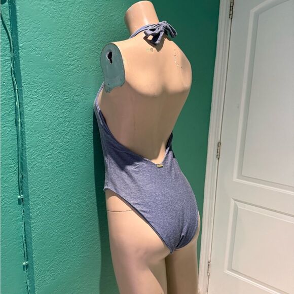 Beach Bunny Blue Halter One Piece Swimsuit - Picture 2 of 6